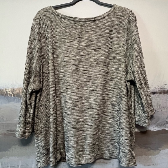 J JILL Pure Jill Gray Flecked 100% Cotton Knit Pullover Sweater Sz XL 3/4 Sleeve - Picture 8 of 13